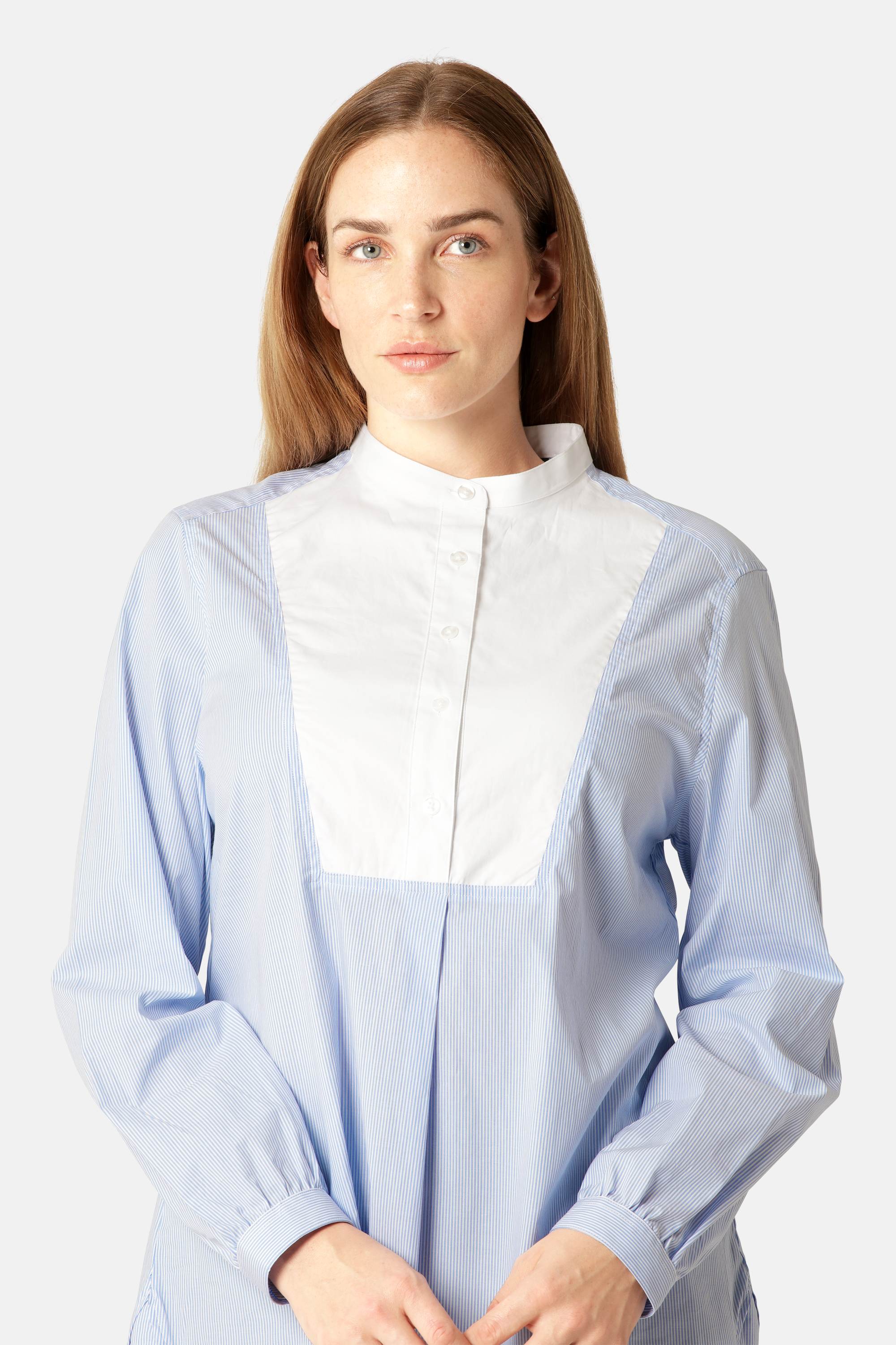 Klassisches Hemd Verlängertes Rückenteil Streifen - Heather